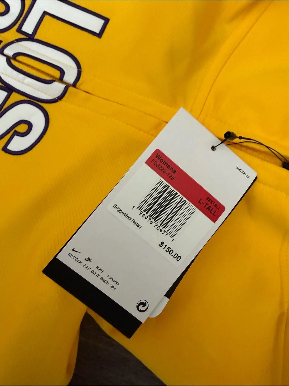WNBA LOS ANGELES SPARKS NIKE PRACTICE HOODIE Dri-fit Yellow SIZE L TALL NEW